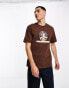 Coney Island Picnic co-ord short sleeve t-shirt in brown with auto body chest print