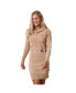 Фото #24 товара Women's Long Sleeve Wide Collar Belted Sweater Dress