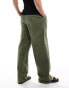 COLLUSION textured beach linen trouser in khaki