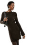 Фото #1 товара COLLUSION knitted texture slash mini dress in chocolate