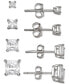 ფოტო #1 პროდუქტის 4-Pc. Set Cubic Zirconia Princess Stud Earrings in Sterling Silver, Created for Macy's