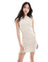 Фото #1 товара Vero Moda high neck knitted racer mini dress in cream