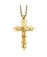 Yellow IP-plated Cutout Crucifix Pendant Curb Chain Necklace