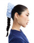 ASOS DESIGN scrunchie hair tie with stripe design in blue