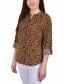 ფოტო #3 პროდუქტის Petite Tab Y Neck Blouse