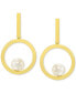 ფოტო #3 პროდუქტის Cultured Freshwater Pearl (7 - 7-1/2mm) Circle Drop Earrings in 14k Gold