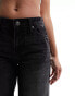 Weekday Ample low waist loose fit straight leg jeans in washed black