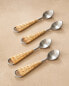 Фото #1 товара Pack of rattan dessert spoons (pack of 4)