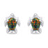 Playful silver jewelry set with opals Turtle SET235WBC (earrings, pendant)