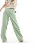 Фото #6 товара Mango linen straight leg trousers in sage green