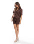 Y.A.S tailored pinstripe short sleeve blazer co-ord in brown