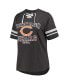 ფოტო #3 პროდუქტის Women's Heather Charcoal Distressed Chicago Bears Plus Size Lace-Up V-Neck T-shirt