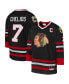 ფოტო #1 პროდუქტის Mitchell Ness Youth Chris Chelios Black Chicago Blackhawks 1997-98 Blue Line Captain Patch Player Jersey