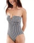 Фото #1 товара & Other Stories v-shape gingham swimsuit in black