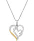 ფოტო #1 პროდუქტის Diamond Heart Pendant Necklace (1/5 ct. t.w.) in Sterling Silver and 14k Gold