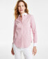 ფოტო #1 პროდუქტის Petite Striped Oversized Button-Down Cotton Poplin Shirt
