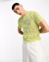 Фото #4 товара COLLUSION open stitch knitted tee in lime green