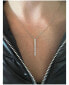 ფოტო #2 პროდუქტის Rhodium Cubic Zirconia Bar Pendant Necklace