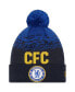 Men's Navy Chelsea Marl Cuffed Knit Hat with Pom