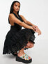 Фото #4 товара Miss Selfridge Petite broderie halter wrap mini dress in black