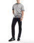 DTT stretch slim fit contrast panel jeans in washed black