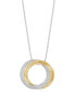 ფოტო #1 პროდუქტის Cubic Zirconia Double Circle 18" Pendant Necklace in Sterling Silver & 14k Gold-Plate