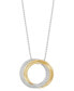 Cubic Zirconia Double Circle 18" Pendant Necklace in Sterling Silver & 14k Gold-Plate