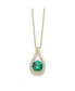 Фото #1 товара Sterling Silver 14K Gold Plated with Colored Cubic Zirconia Pendant Necklace