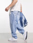 ASOS DESIGN baggy jeans with heavy rips in light wash