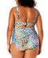 Фото #2 товара Plus Size Abstract-Print Draped-Front One-Piece Swimsuit