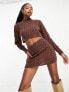 Aria Cove cable knit mini skirt co-ord in brown