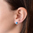 Silver earrings with pink synthetic opals 11246.3 pink