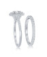 ფოტო #2 პროდუქტის Sterling Silver French Set Round Halo Eternity Band and CZ Engagement Ring Set