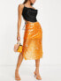 Фото #1 товара Something New x Emilia Silberg sequin midi skirt in orange