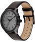 ფოტო #2 პროდუქტის Men's 3H Quartz Black Leather Strap Watch 43mm