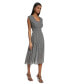 Women's Printed Pleat-Skirt Chiffon Midi Dress