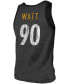 ფოტო #2 პროდუქტის Men's T.J. Watt Heathered Black Pittsburgh Steelers Name Number Tri-Blend Tank Top