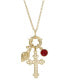ფოტო #1 პროდუქტის 14K Gold-Dipped Red Stone and Cross Charm Necklace