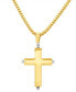 Men's Franco Link Inlay Cross Pendant Necklace in Sterling Silver & Yellow Ion-Plated Stainless Steel