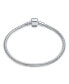 ფოტო #1 პროდუქტის Amulet Talisman Infinity Symbol Initial Snake Chain Starter European Charm Bangle Bracelet For Women .925 Sterling Silver Heart, Round or Ball Barrel Clasp