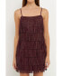 ფოტო #1 პროდუქტის Women's Embellished Suede Fringe Mini Dress