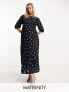 Nobody's Child Maternity Rachel puff sleeve midi dress in blue spot print