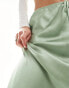 4th & Reckless Tall exclusive satin drawstring waist maxi skirt in sage green