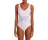 Ganni Women's Graphic Deep Cut One Piece Swimsuit Light Lilac Size S 38