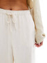 Фото #9 товара Stradivarius Petite linen look pull on trouser in oatmeal