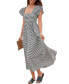 Women's Gingham Bubble Sleeve Maxi Beach Dress