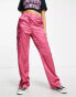 Фото #8 товара Miss Selfridge satin cargo trouser in dark pink