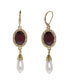 ფოტო #1 პროდუქტის Imitation Pearl Red Glass Crystal Drop Earrings