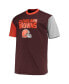 Фото #3 товара Men's Brown, Orange Cleveland Browns Big and Tall Colorblocked T-shirt