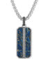 ფოტო #1 პროდუქტის Diamond Vertical Line Dog Tag 22" Pendant Necklace (1/10 ct. t.w.) in Blue Carbon Fiber & Stainless Steel, Created for Macy's